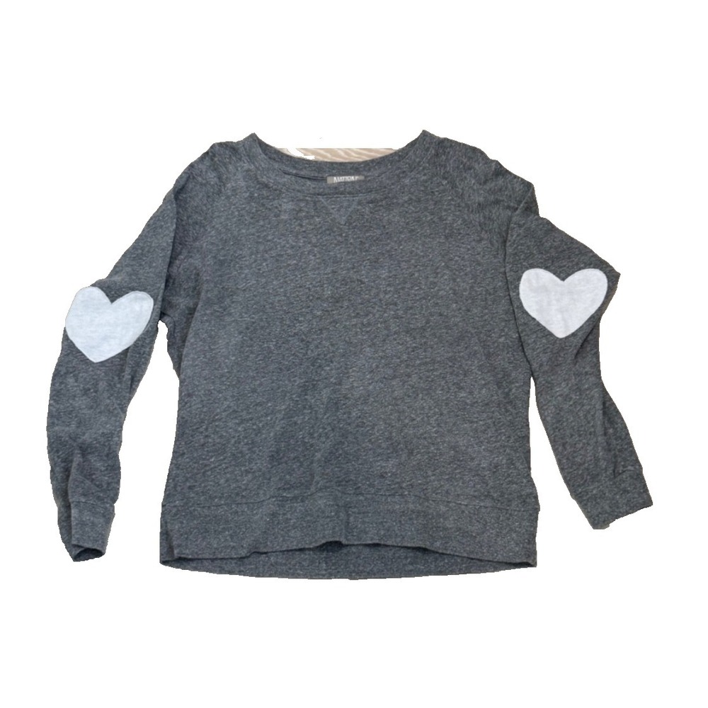 Nation Ltd. Women's Lightweight Sweater; Heart Patched Elbows; Gray; Size XS